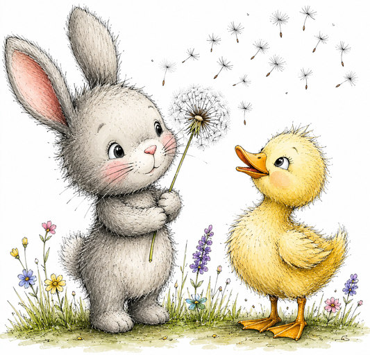 Loxene Cottagecore Bunny & Duck Clip Art