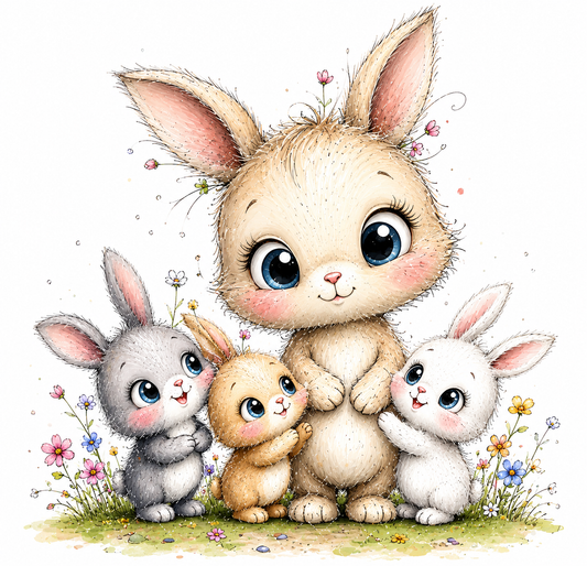 Loxene Pastel Bunny Family Digital Download